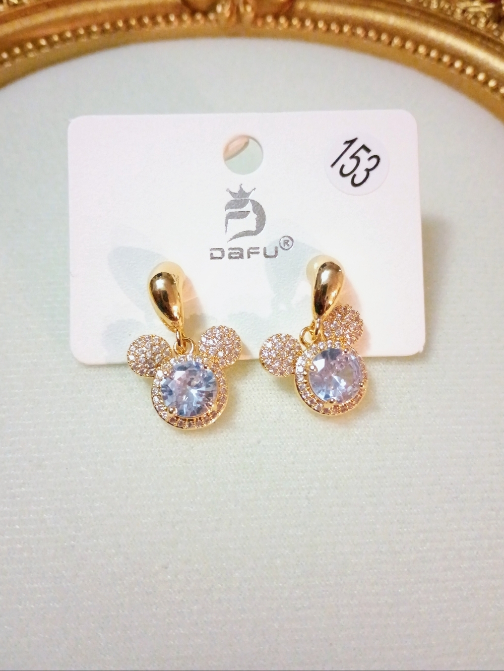 New Gold Plated Crystal Mouse-Shape Drop Earrings